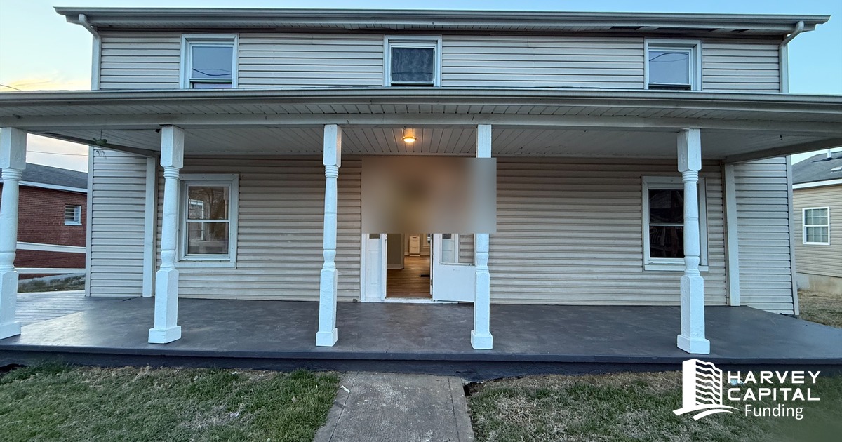 Renovated front porch and walkway of a single-family home in Madison Heights, VA — a Harvey Capital Funding hard money loan that funded the entire BRRRR project